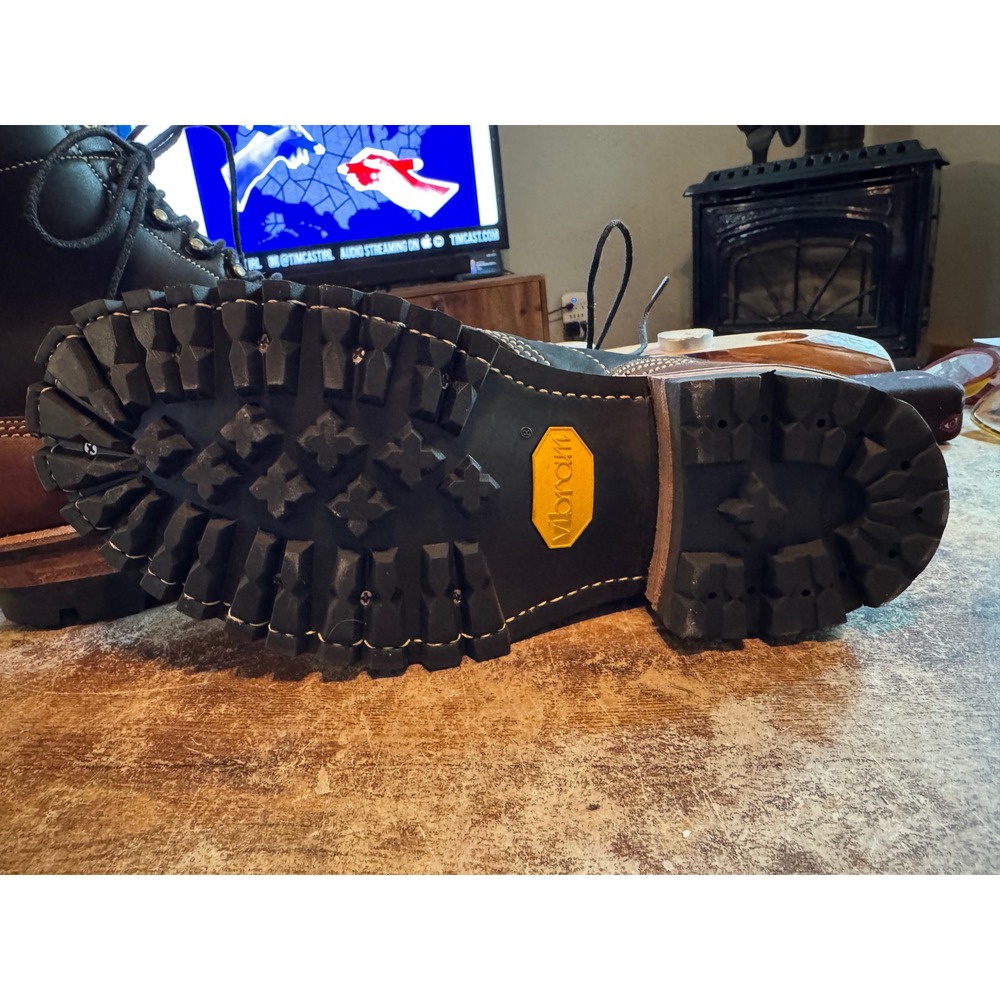 Kulien Shoes Custom PNW Boots Mens 10 D Black Brown Roughout Vibram Fire & Ice - Picture 8 of 14